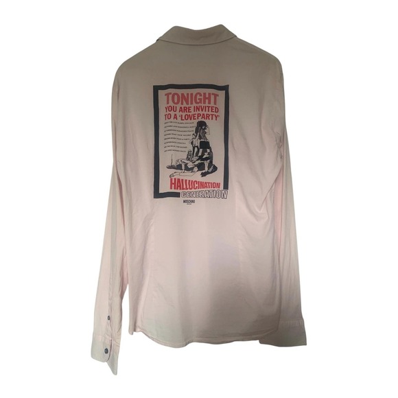 Other - Moschino Jeans Shirt Mens XL Pink Excellent Hallucination Generation Graphic